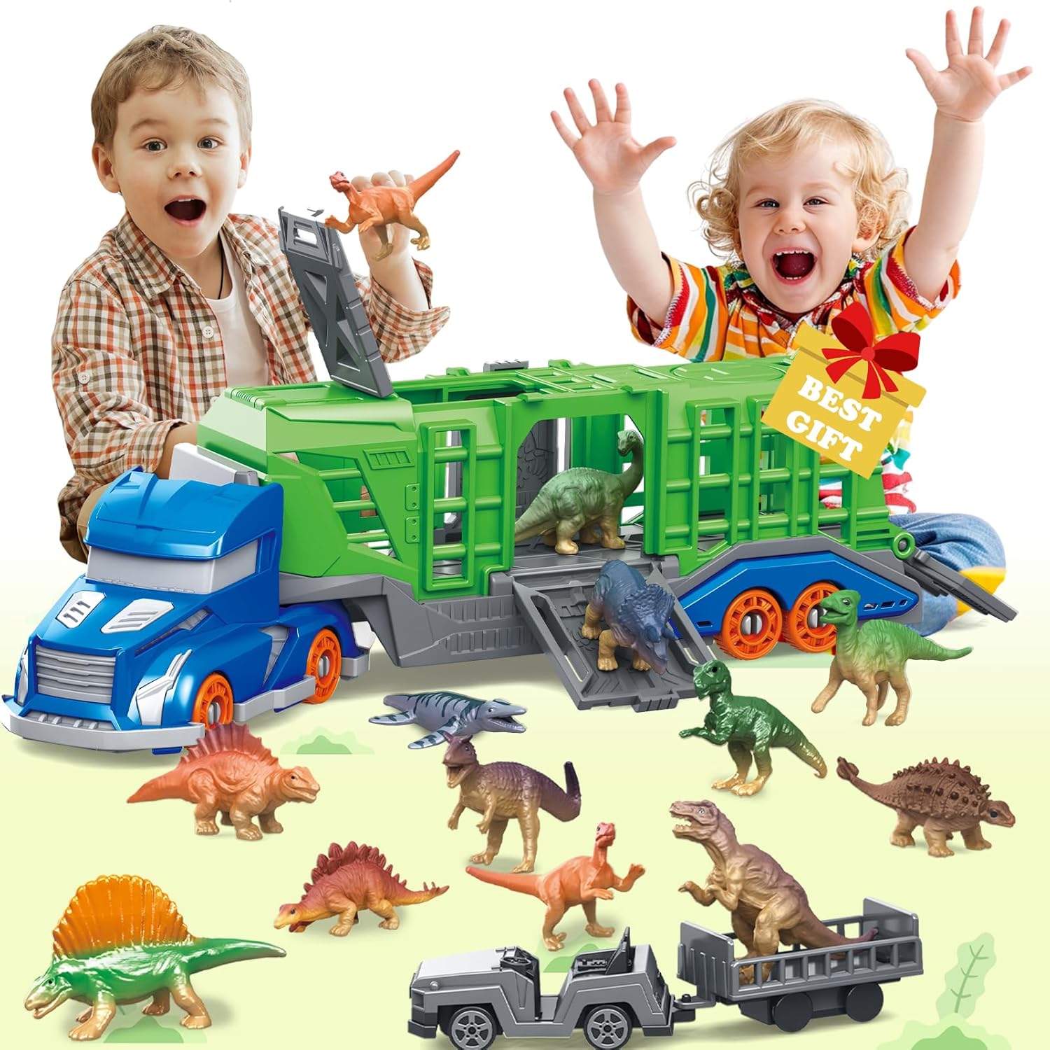 Dinosaur Figurine Set - Set Giocattolo Veicolo Trasporto Dinosauri e